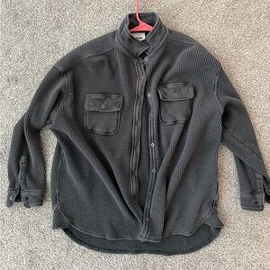 Aerie Charcoal waffle button up